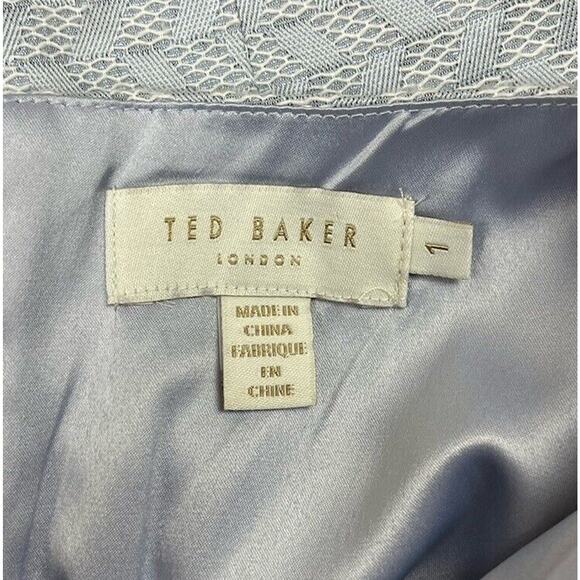 Ted Baker Denai Jacquard Dress Geo Print Pleated Skirt Fit Flare Size 1 US 2 - Picture 8 of 9